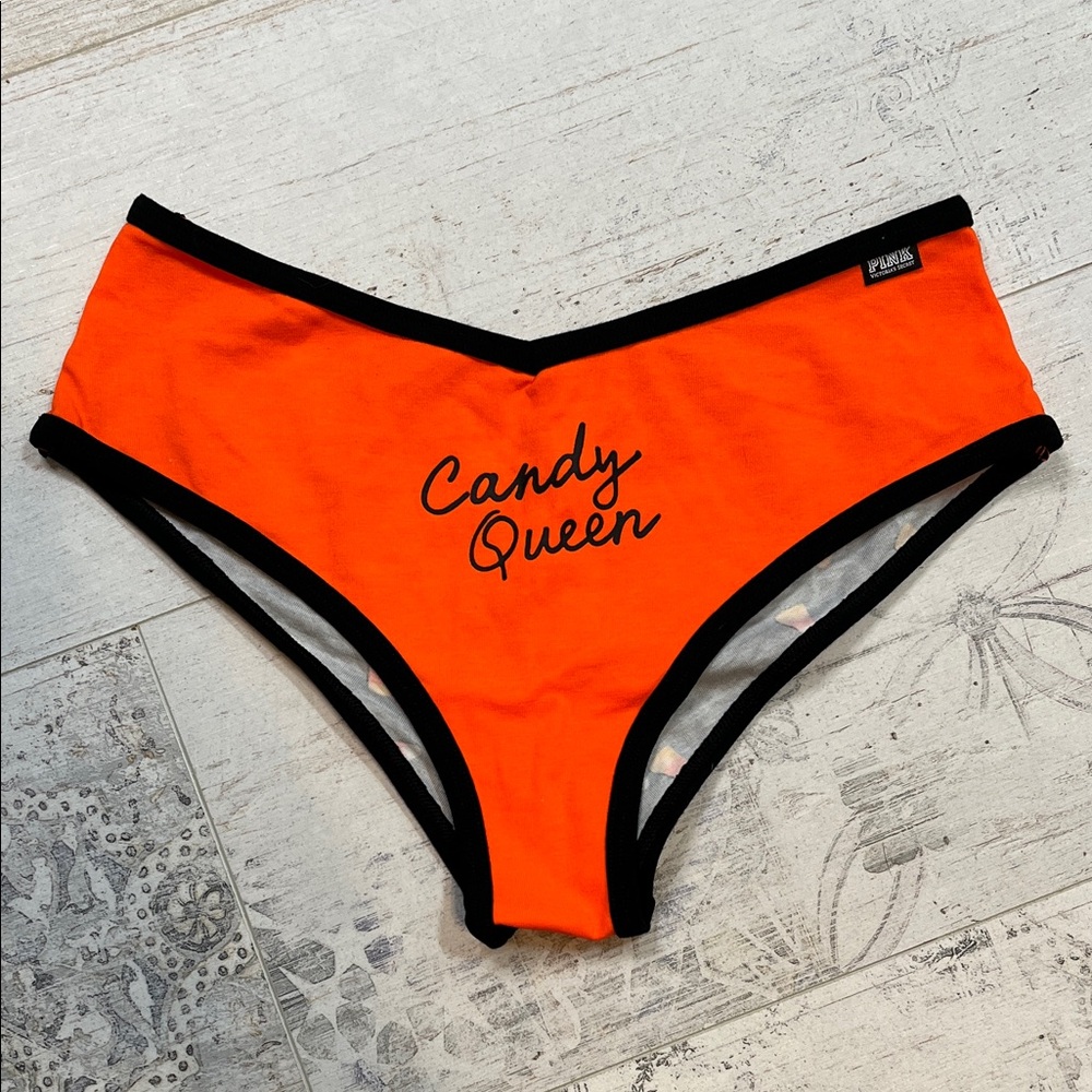Pink Victoria's Secret Halloween Candy Queen Candy Corn Cheekster Panties